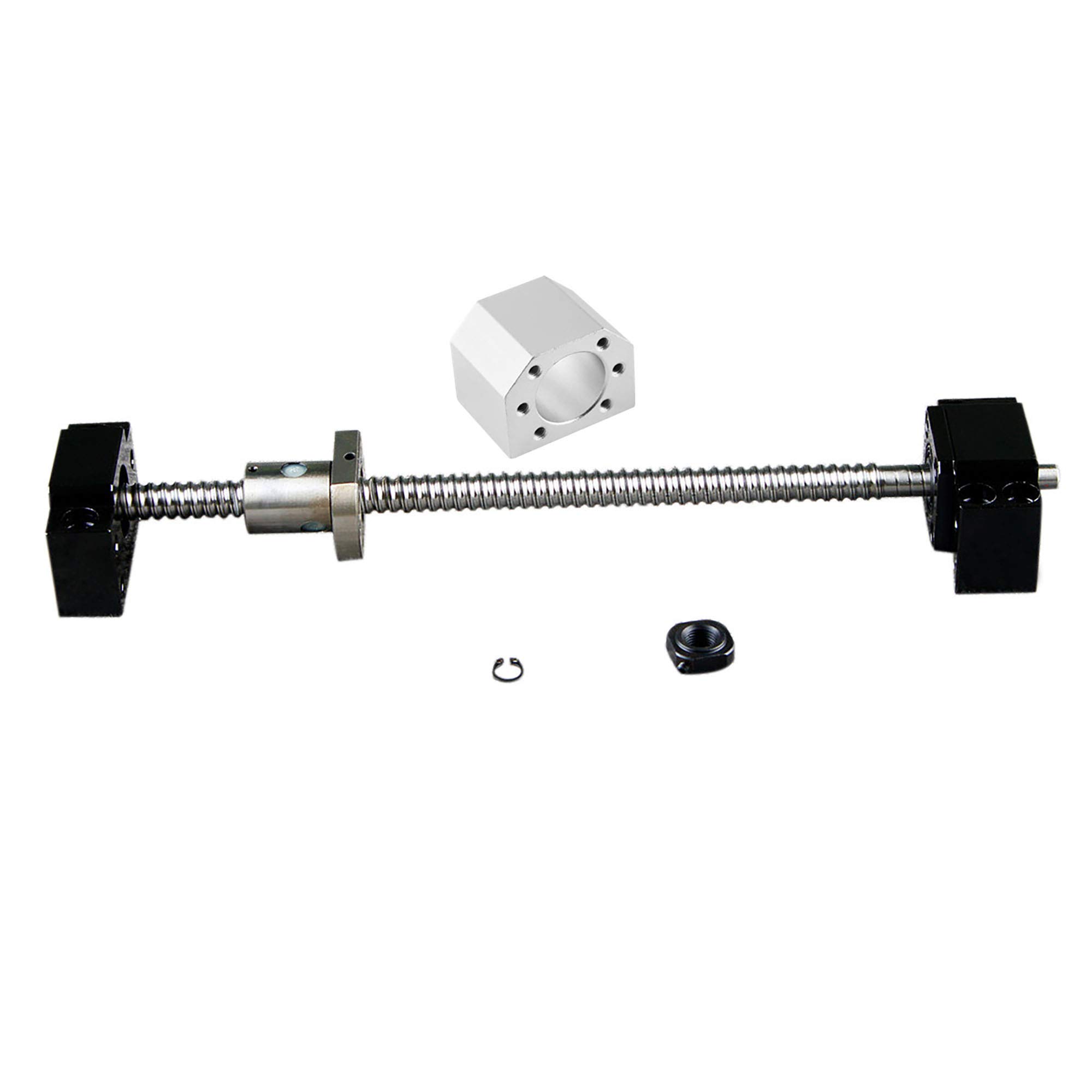 CNCCANEN SFU1605-500mm Ballscrew RM1605 Ball Screws Ending Machined 1Set BK/BF12 and DSG16H Nut Housing for CNC Route 3D Printer DIY