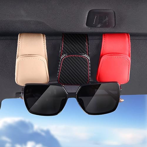 Miniatura 6 de AICEL Soportes para lentes de sol para visera solar de automóvil, soporte de cuero para gafas, soporte magnético para gafas y clip para tarjeta de