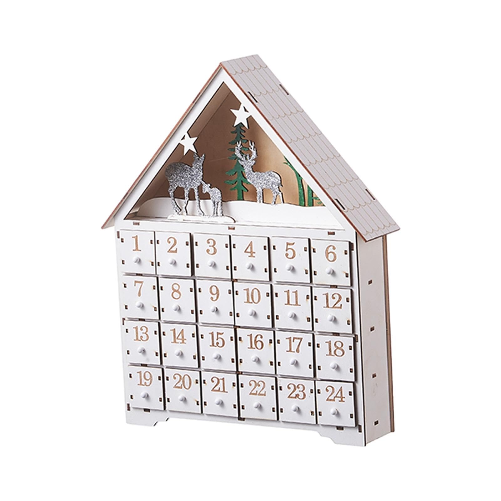 Calendario de Adviento de Navidad con cajones de 24 días, artesanía para fiesta de Navidad, tamaño S