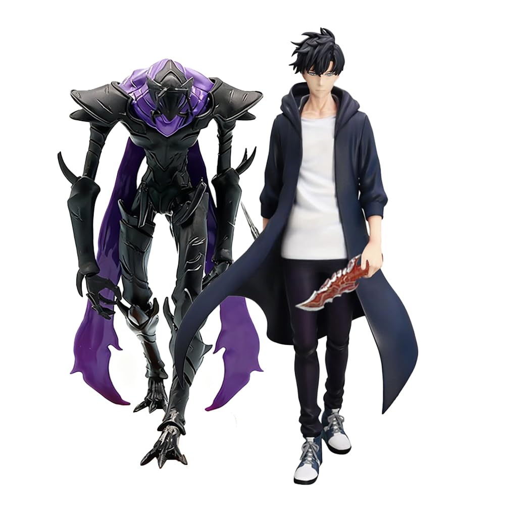 DEXSHUN Sung Jin Woo Figurine Anime Figures Sung Jin Woo/Igris/Beru Statue Modèle en PVC Figurine d'action Anime Décoration Pièce de collection Cadeau 20 cm