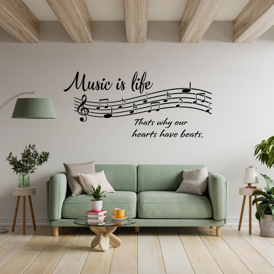 Make Unique Music is Life Wall Sticker, Vinyl Quote for Bedroom or Living Room, 10 Colours, 4 Sizes, Easy Transfer - Image 2
