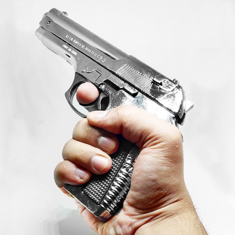 Image of Heavy Metal Gun Pistol Shaped with Barrel Pull Back System and Holster Pocket Lighter