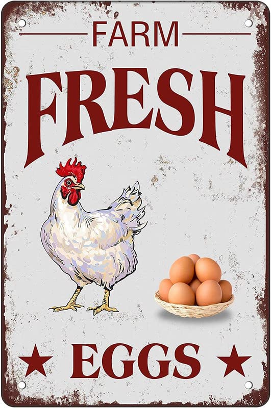 RIFOSA 12"X8" Tin Poster Asoodoo Retro Metal Tin Sign Vintage Farm Fresh Eggs Aluminum Sign For Hen House Home Wall Decor