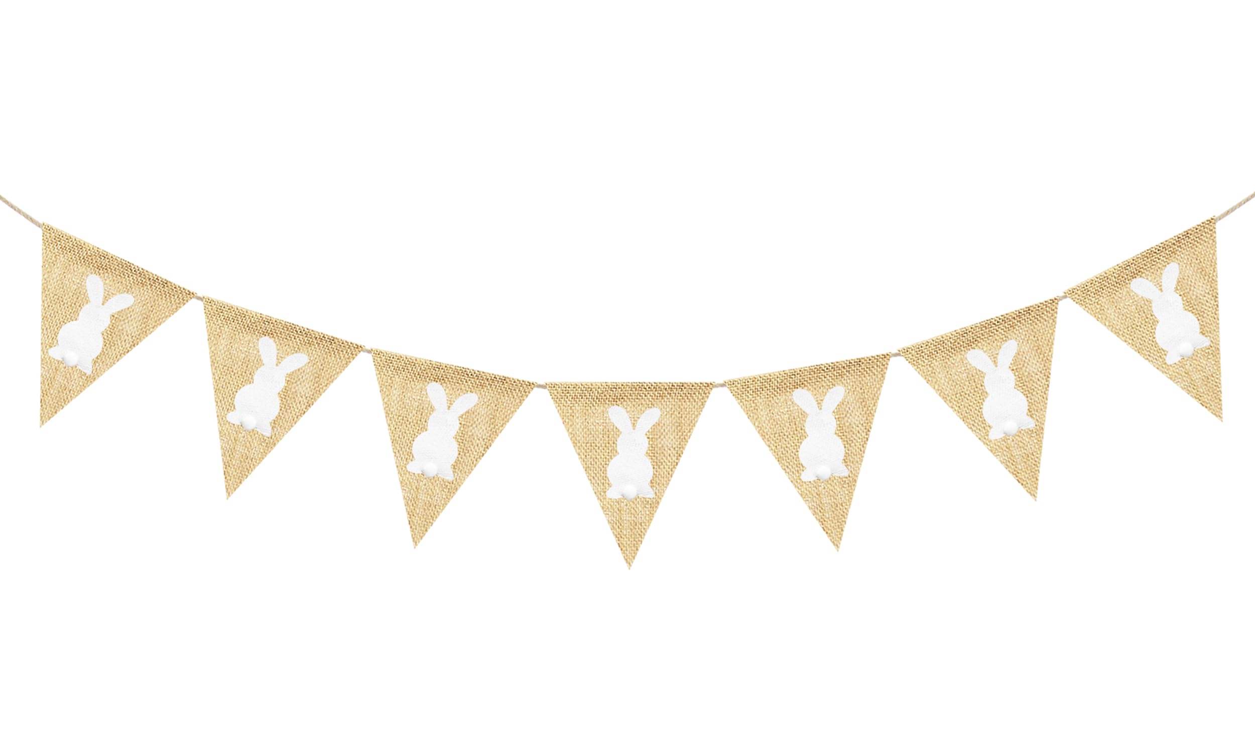 Easter Bunny Banner Burlap Rabbit Bunting Garland, Spring Easter Party Decorations for Mantle Fireplace, Bunny Baby Shower Birthday Party Decoration Supplies