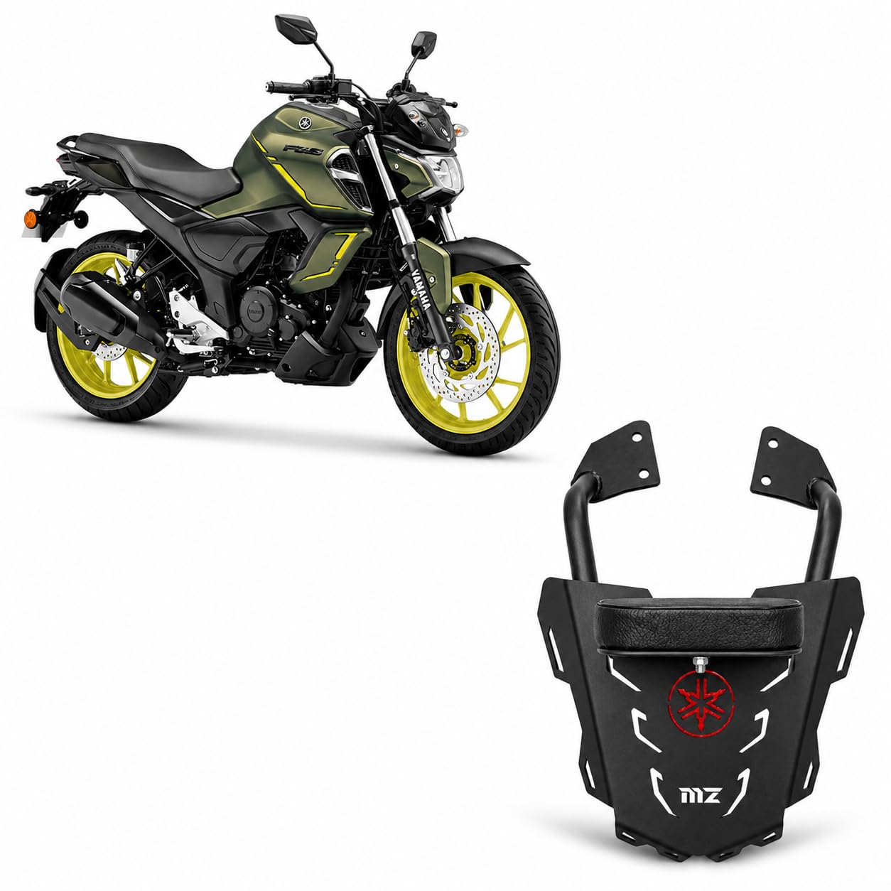 MOXZILLA Top Rack with Backrest for Yamaha FZ v3 / FZ S v4 / FZ v4 Hybrid Bikes Direct Fit-picture-21
