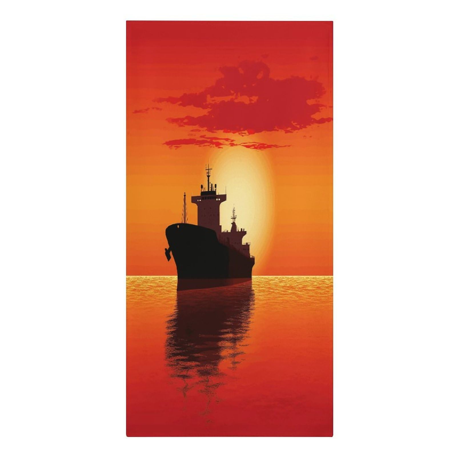 Adfgyerh Style Silhouette Of The Tanker Ship On Red Sunrise Microfiber Sand Free Towels Large Quick-Dry. Beach Towel For Swimming Pool Camping Beach .Beach Accessories， They Are Essential Accessories For Adults, Wom