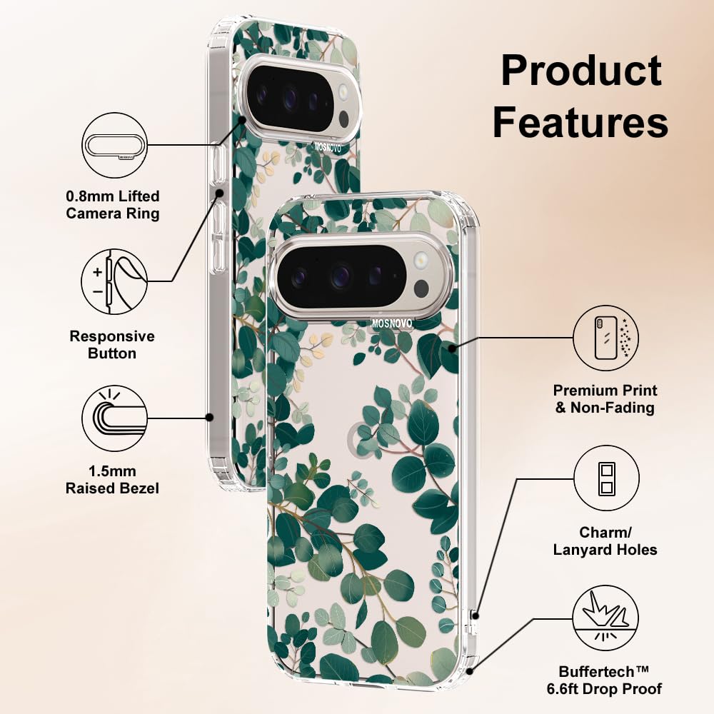 MOSNOVO Case for Google Pixel 10 & Pixel 10 Pro, [Buffertech 6.6ft Military-Grade Drop Protection] [Anti Peel Off Tech] Clear TPU Bumper Phone Case Cover Design - Cute Cherry — view 638