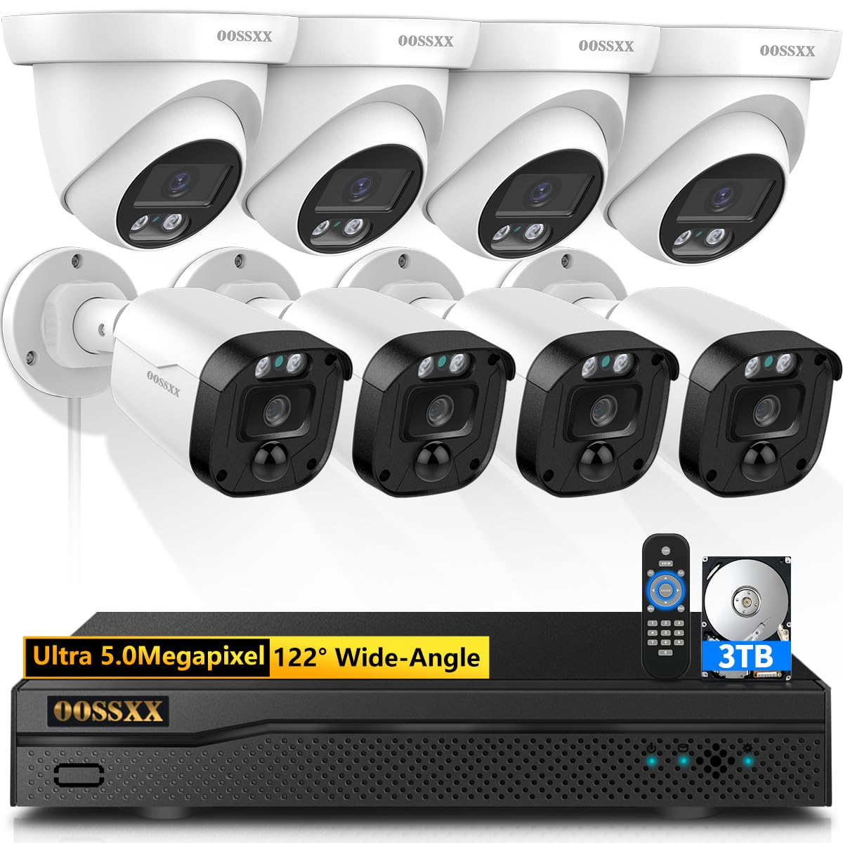 5MP Definition Full HD Wired Security Camera System Outdoor AHD Dome Camera Bullet Camera Home Video Surveillance Cameras CCTV Camera Security System Surveillance Video Equipment