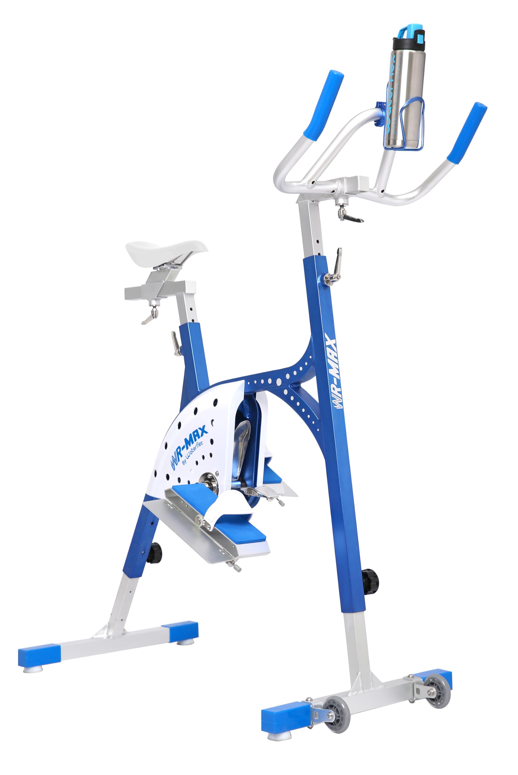 Waterflex Aquabike Aluminium WR Max WX-WRMAX1 - Vélo de Piscine Athléthique - Résistance Hydraulique - Effet Drait - Ergonomie Adaptative - Prof. 1,1-1,6m Bleu, Léger