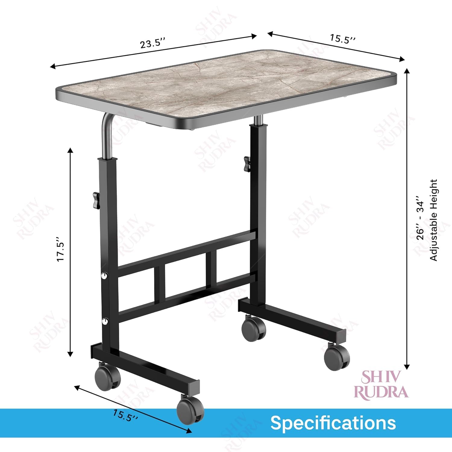 Privilon Laptop Table - Adjustable Height & Storage -2