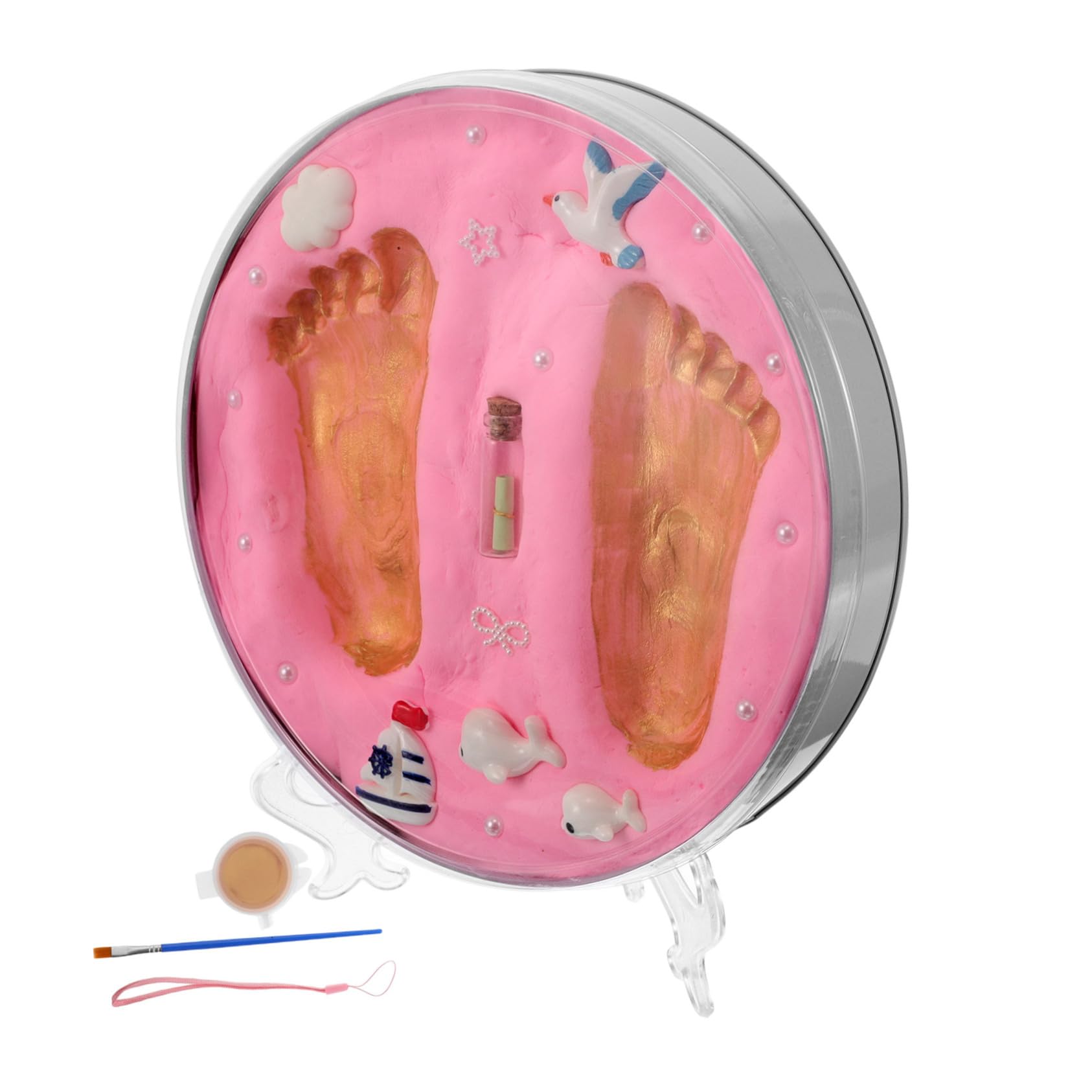 Hand und Fußabdruck Satz mit Erinnerungsrahmen, Rosa