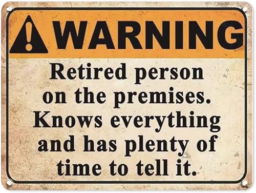 Divertidos regalos de jubilación para hombres, regalo humorístico para jubilados, divertidos letreros de advertencia para patio, letrero de metal
