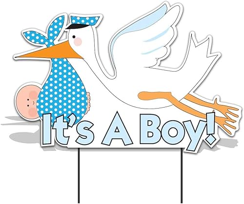 VictoryStore Letrero de patio para decoración de césped al aire libre, kit de anuncio de niño, letrero de cigüeña, letrero de bebé a bordo y