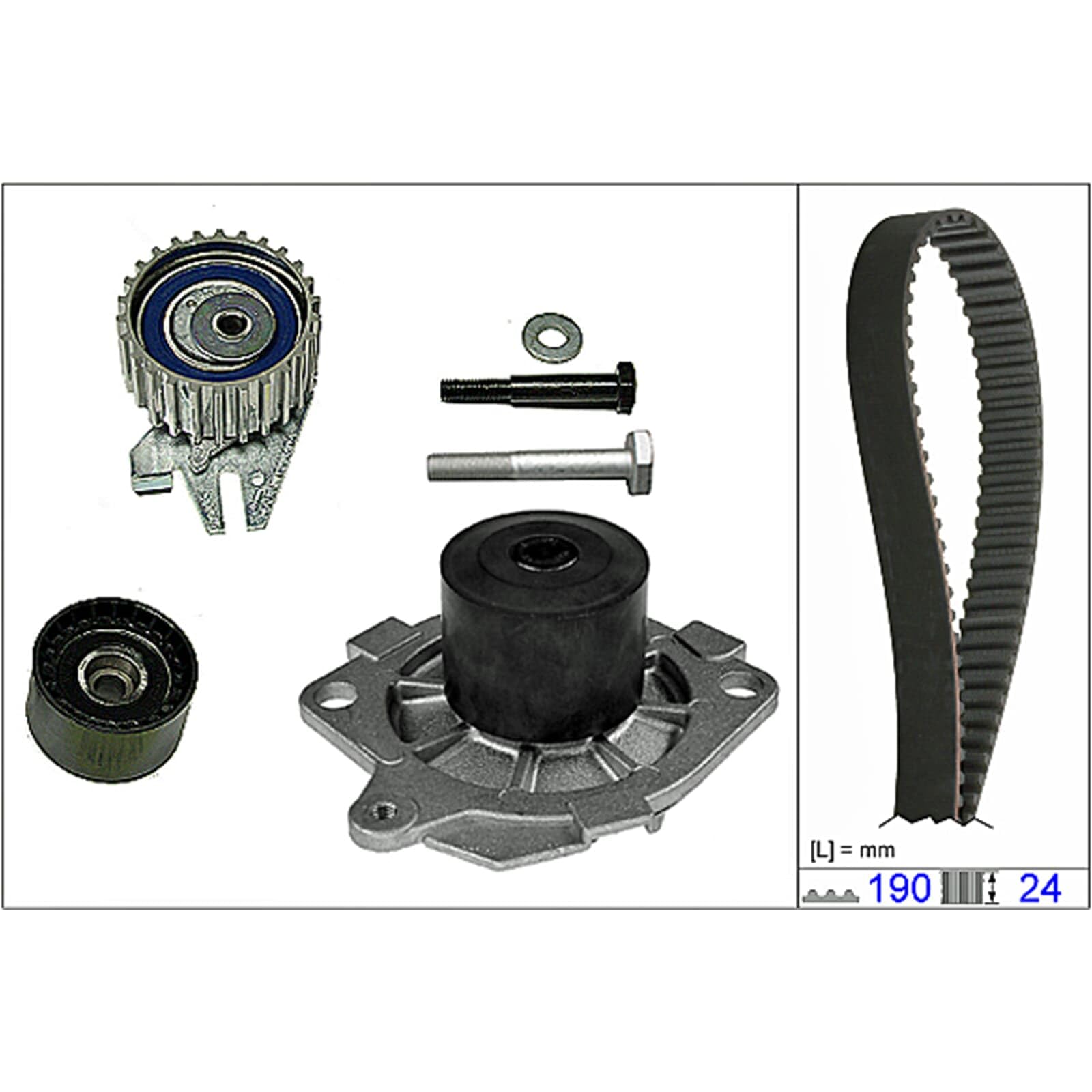 INA 530 0622 30 Kit cinghia distribuzione pompa acqua 30 mm con guarnizione Compatibilità con ALFA ROMEO 147 937, FIAT PUNTO 188 BRAVO II 198 Doblo Station Wagon 119, 223 Doblo Cargo 223