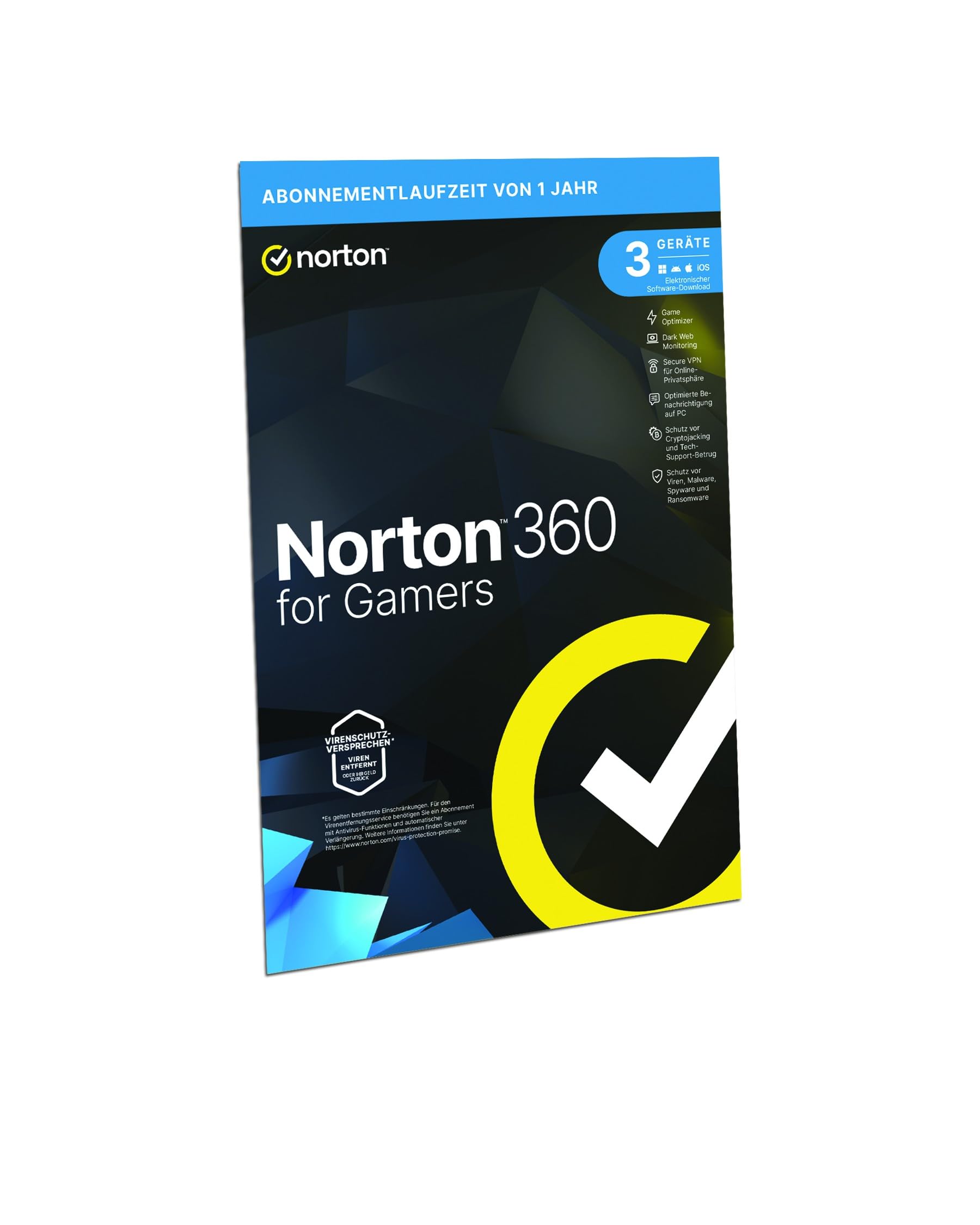 Norton 360 for Gamers 2026 | Cybersicherheit für Gamer | 3 Geräte | 1 Jahr | Aktivierungscode in Originalverpackung