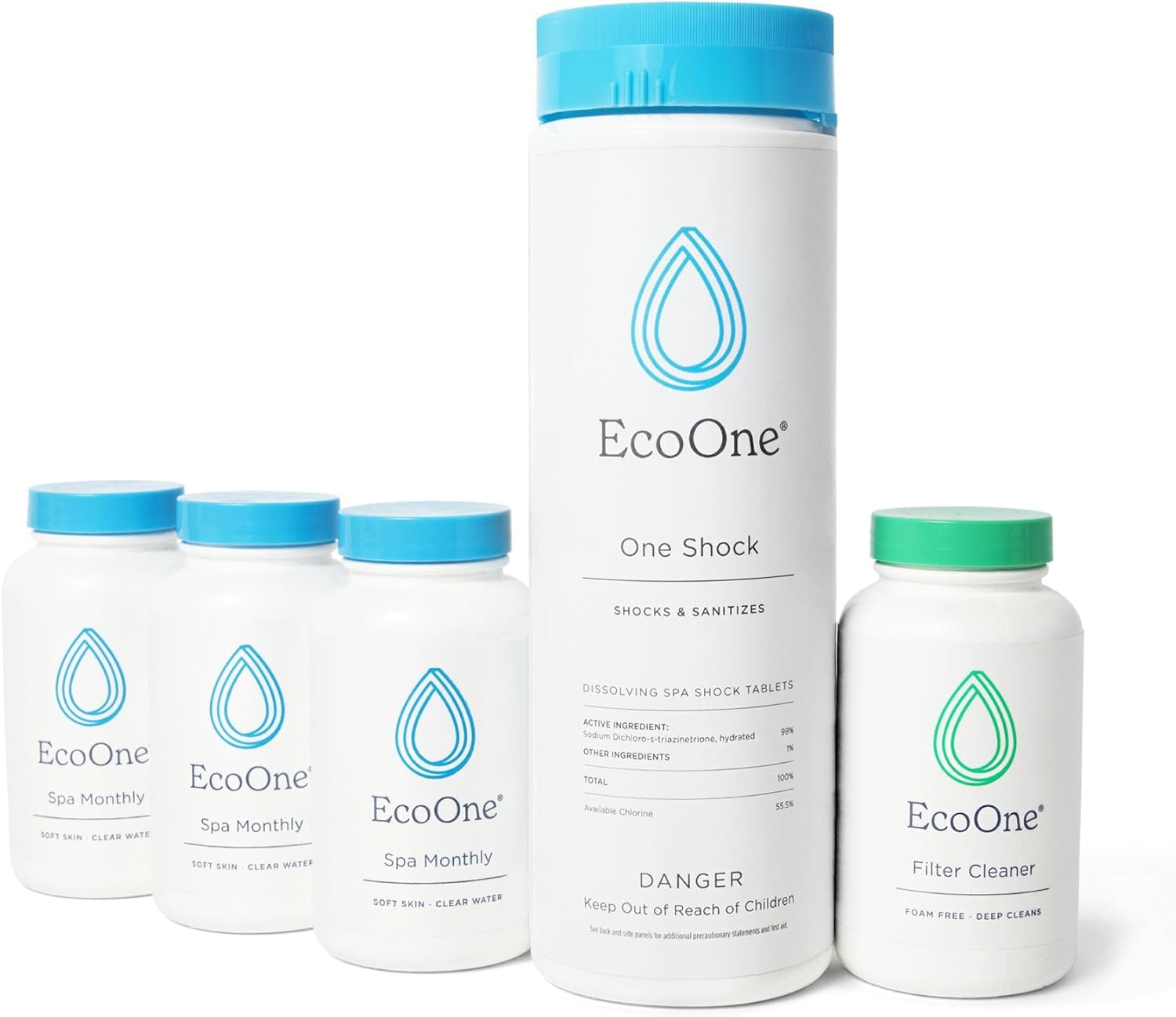 EcoOne Hot Tub Chemical Maintenance & Supply Kit Spa Shock, Conditioner & Purification Kit