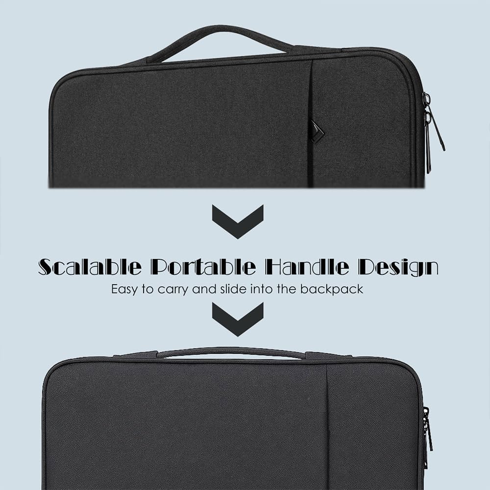 ProElife 15-Inch Laptop Sleeve Case for 2025-2024 MacBook Air 15.3-inch M4/M3 A3241 Chip & 15 inch MacBook Pro A1990 Accessory Traveling Carrying Bag Multifunctional Sleeve Case with Handle (Black) - Image 4