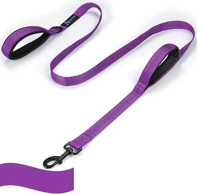 Dog Leash for Large Medium Dogs 6Ft x 1" Reflective Stitching Large Leash with 2 Traffic Padded Handles Dog Lead Rope Pet Leash for Running Walking Training (Purple 1 Pack)