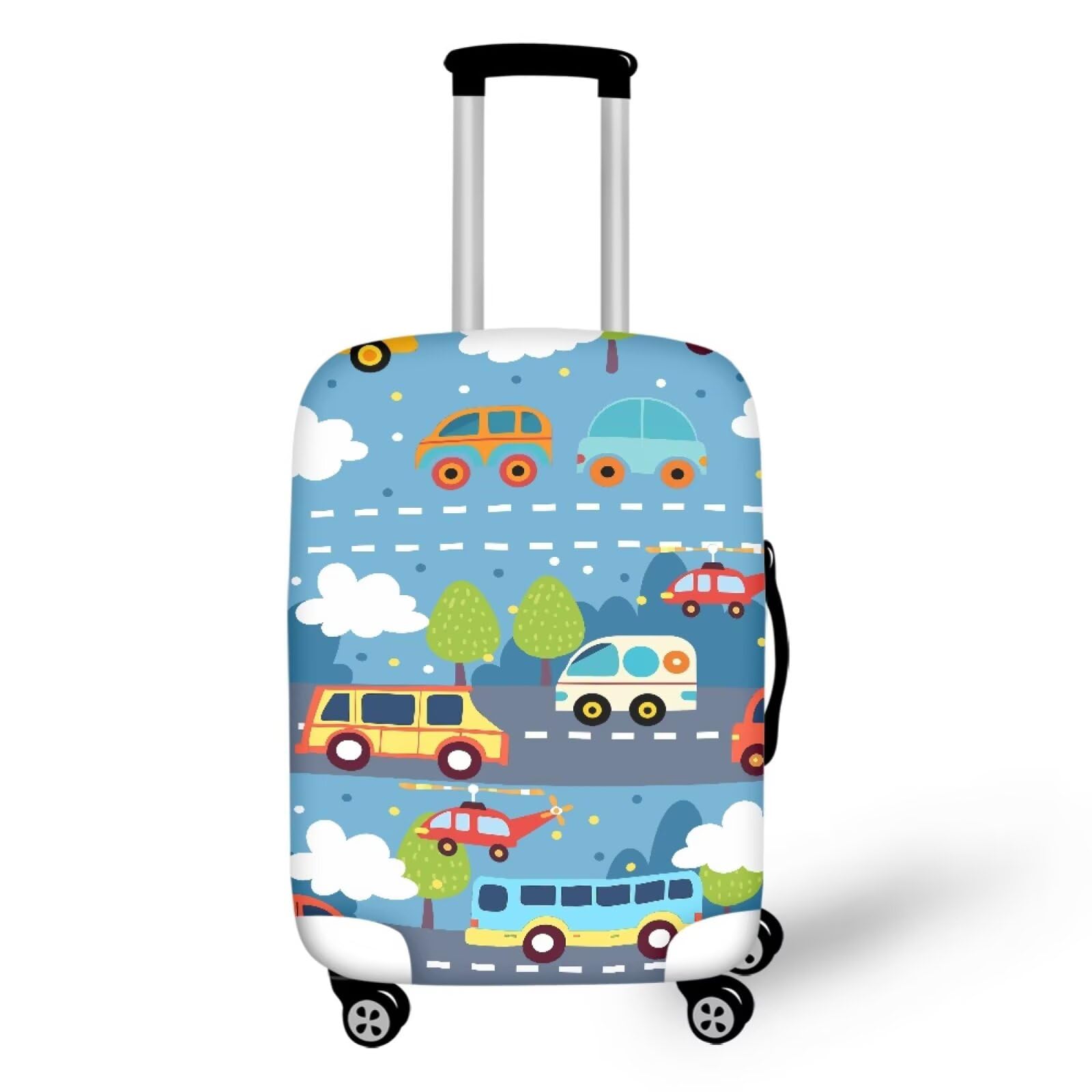 Coloranimal Traffic Car Cartoon Luggage Covers Travel Luggage Cover for 29-32 Inch Luggage Elastic Fashion Suitcase Cover Protector for Women Men Travel Accessories