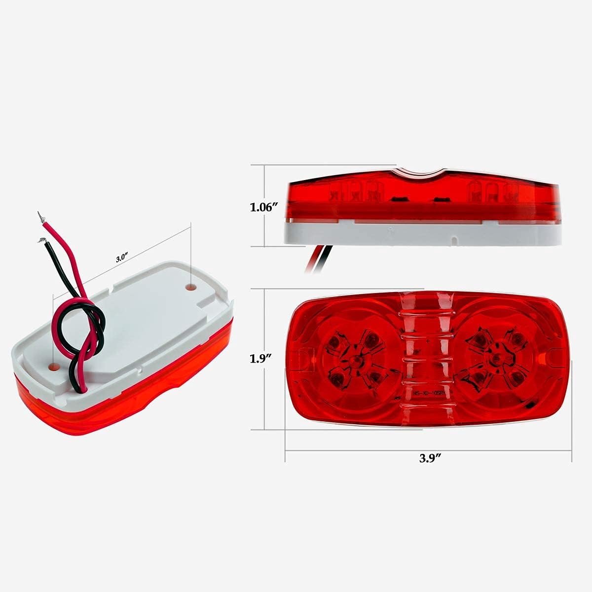 Partsam RV CAMPER Led Marker Lights Kit, 5Pcs Double Bullseye Red Led Marker Lights+5Pcs Teardrop Top Roof Marker Clearance Lights