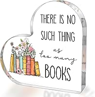 SUEHHYY Acrylic Heart Book Lovers Paperweight - Bookish Gifts for Women Readers, Bookworms, Reading Desk Decor
