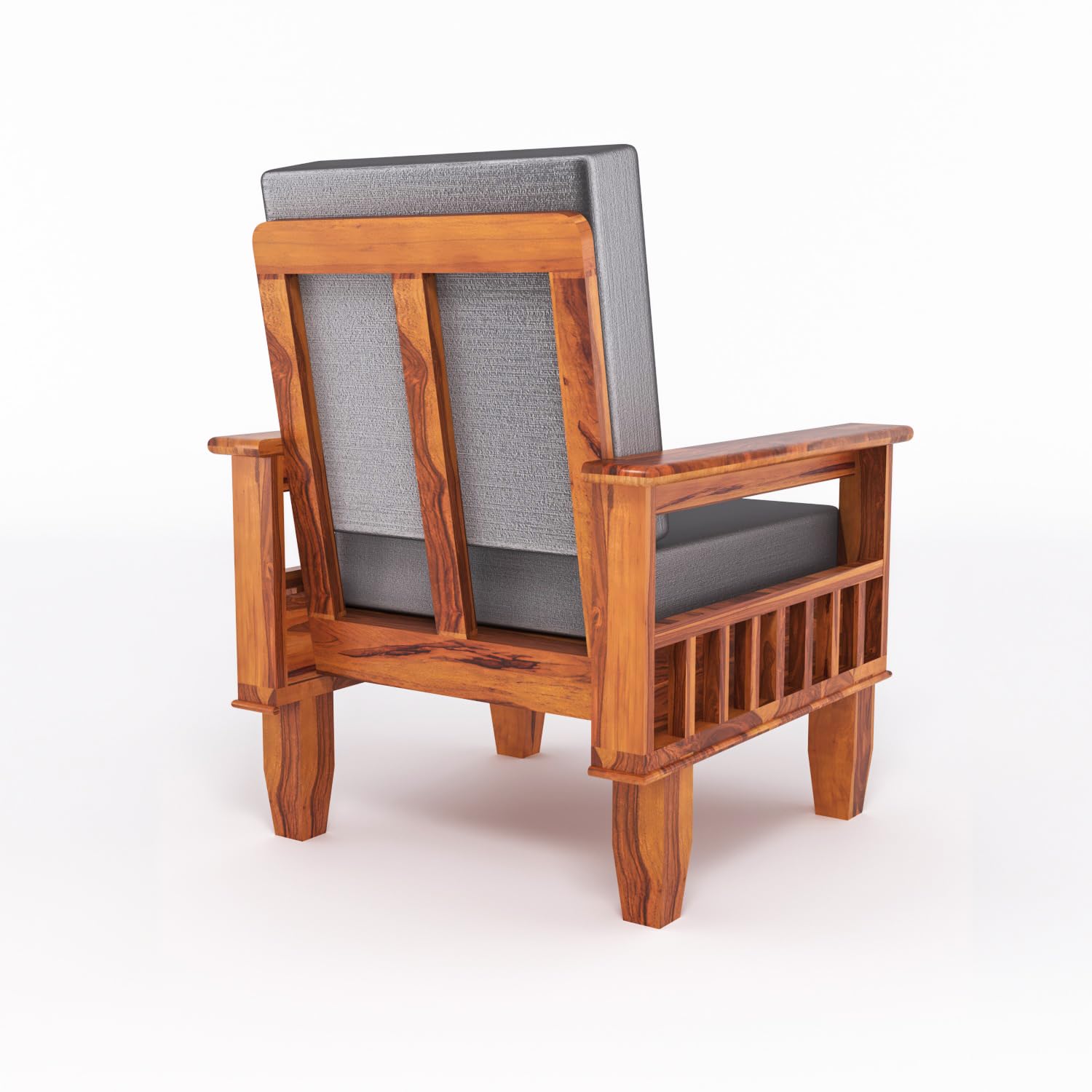 Jeen Wood Sheesham Wood Single Seater Sofa | Wooden Single Sofa