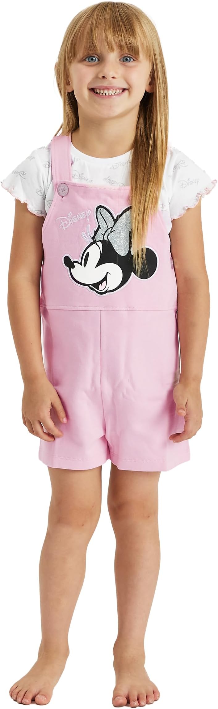 DisneyGirls Minnie Mouse Dungarees T Shirt Top Set