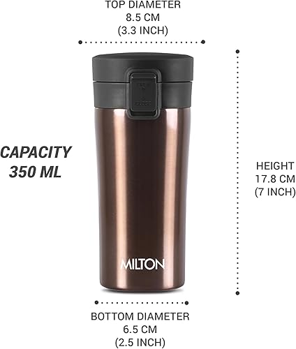 Miniatura 7 de MILTON Taza de café aislada al vacío de doble pared con tapa a prueba de fugas, tazas de café reutilizables  Taza de café de viaje para automóvil