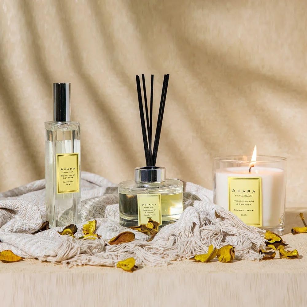 Danube Home AW23-Amara Fragrance Gift Set Norway Spruce &Cedar 27X10X25Cm (Set3-2) | Wax,Dpm Material Gift Set | Fragrance | Candles Decoration For Home