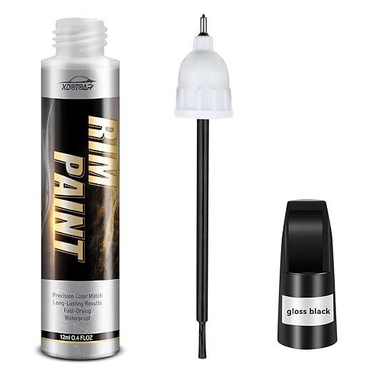 Matte Black Rim Touch Up Paint, Efficient Wheel Paint Pen for Metal, Also Match Flat Black, Quick and Easy Repair Curb Rash, Car, Faucet and More, Universal and Color Accurate, Long lasting