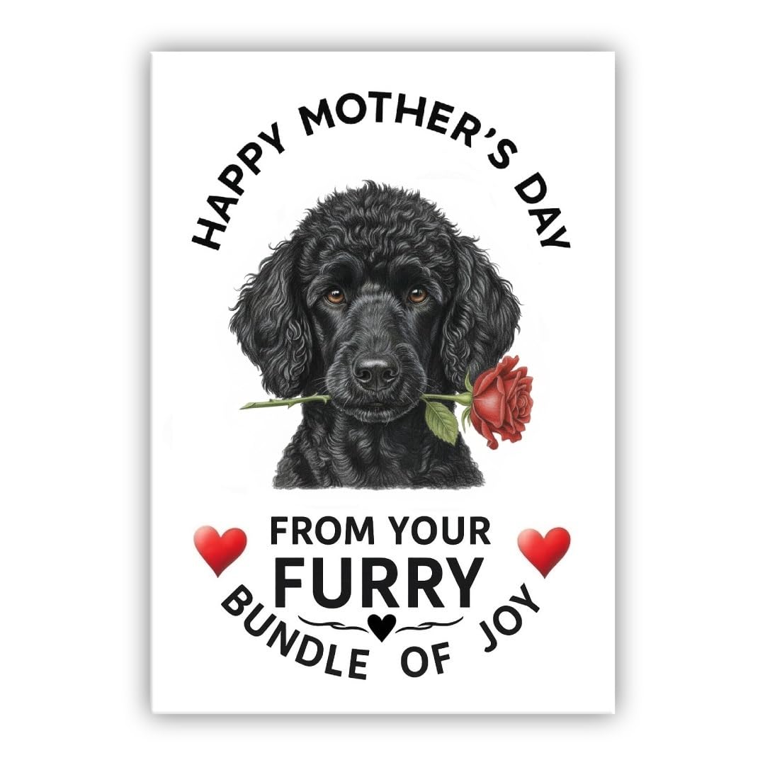 Mother’s Day Dog Card – Pet Mothers Day Greeting Card from the Dog - “Happy Mother’s Day” - Many Breeds Available (• Poodle black)