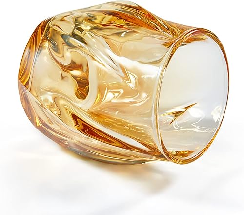 Miniatura 4 de Juego de 2 vasos de whisky, vasos de 8.5 onzas, vaso de cóctel creativo de cristal trenzado a la antigua moda para bourbon, whisky, tequila, coñac,