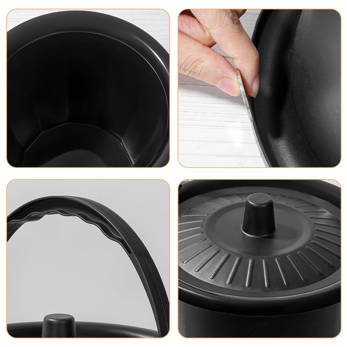 Inodoro Portátil para Adultos Negro, Pp, Tapa, Ligero Antideslizante