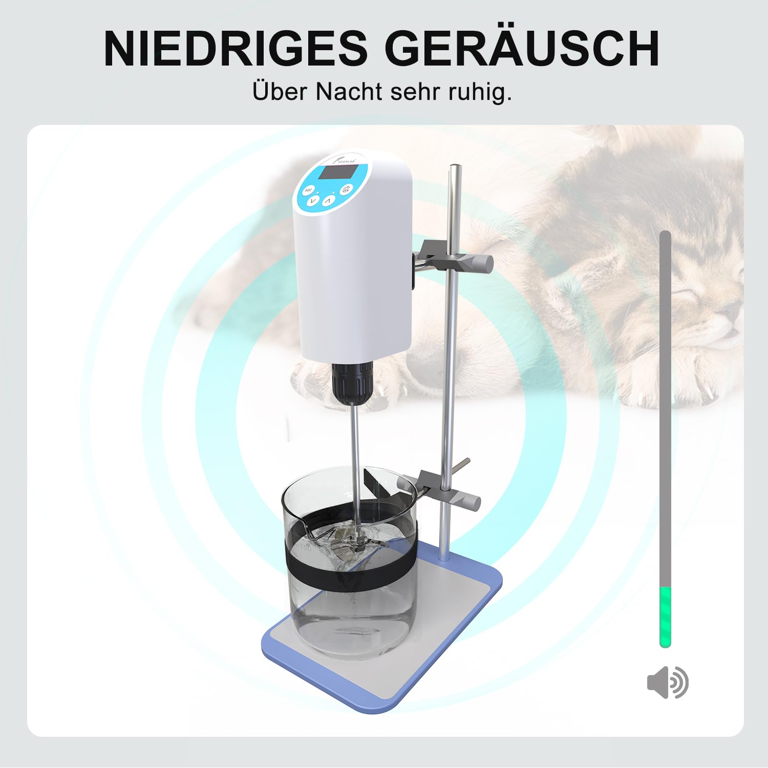 JOANLAB Elektrischer Labor-Overheadrührer Digitaler Mixer mit Edelstahlständer & Rührstab, Drehzahl 100-2000U/min einstellbar, 20L Kapazität, 30000mPas, leistungsstark für hochviskose Flüssigkeiten