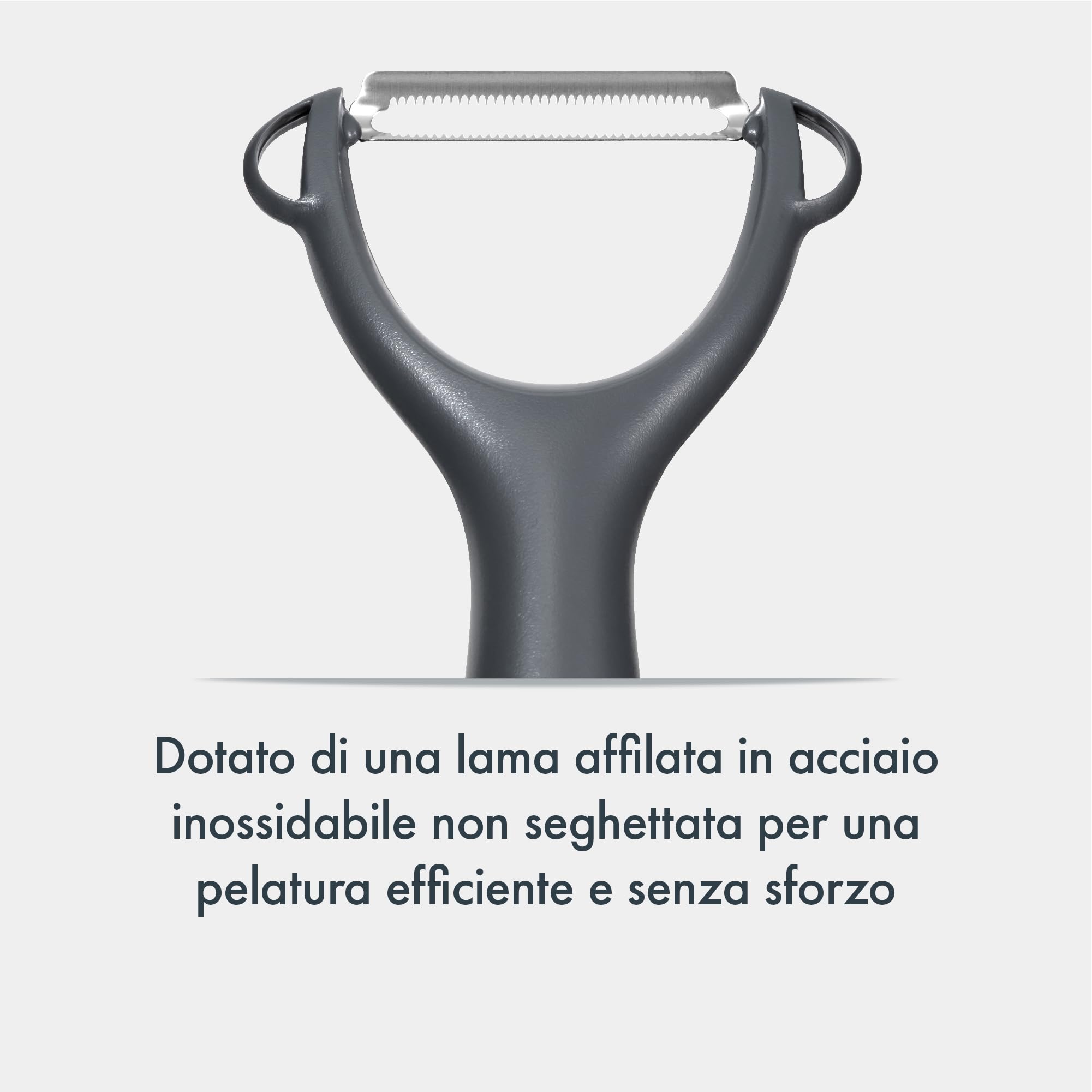 Culinare Serrated Safety Peeler, Grey, Plastic/Stainless Steel, Y Shaped for Maximum Control and Comfort Manual Tomato/Kiwi Peeler - Image 3