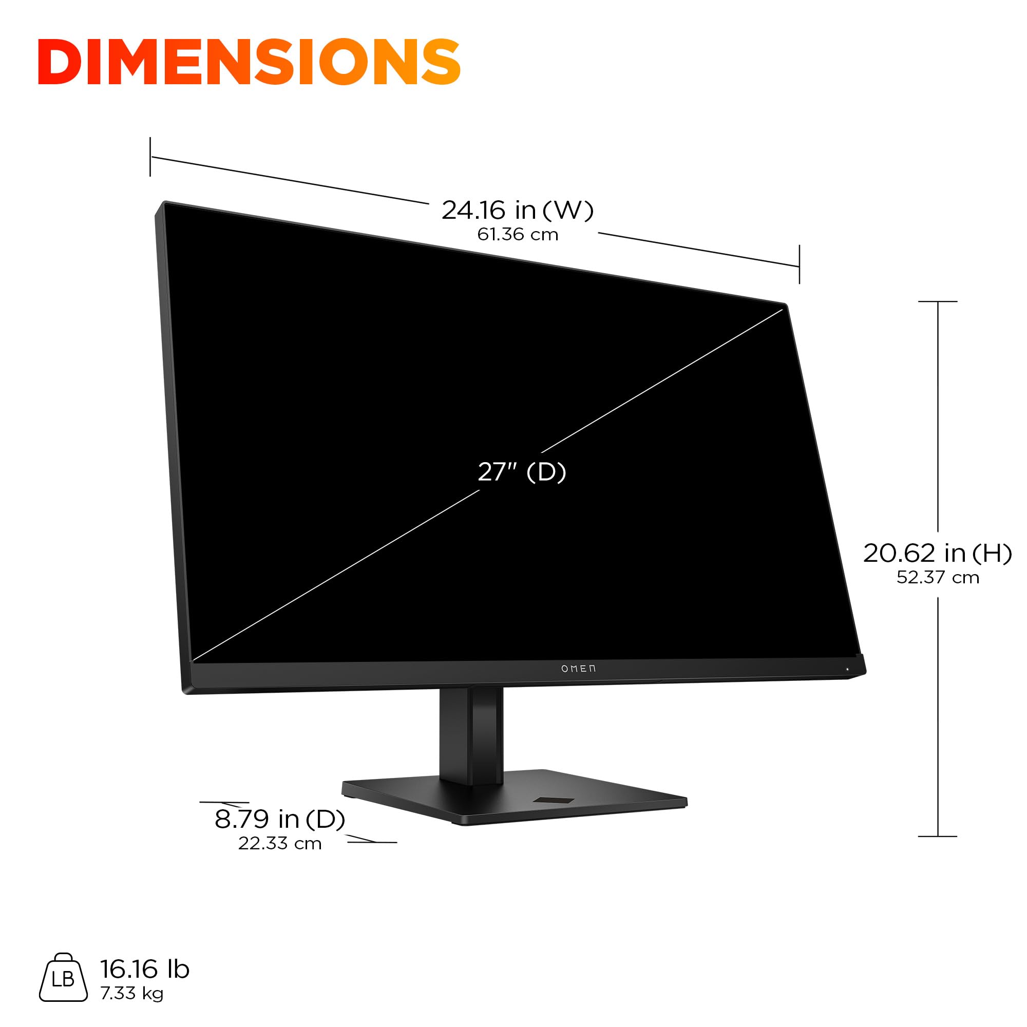 HP OMEN 27 inch QHD 180Hz Gaming Monitor - 27q G2 | HDR 400 | 1ms GTG