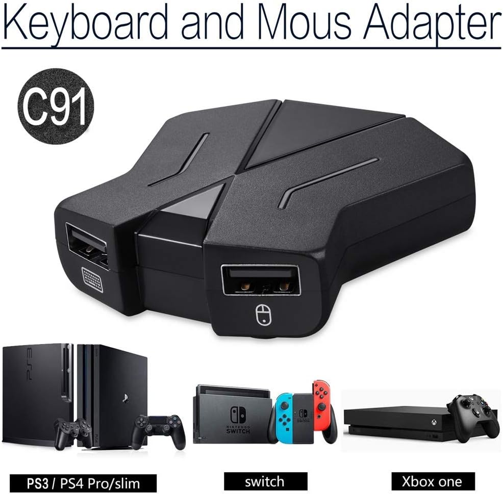 C91 Keyboard and Mouse Adapter with Video Game for PC, PS4, Xbox