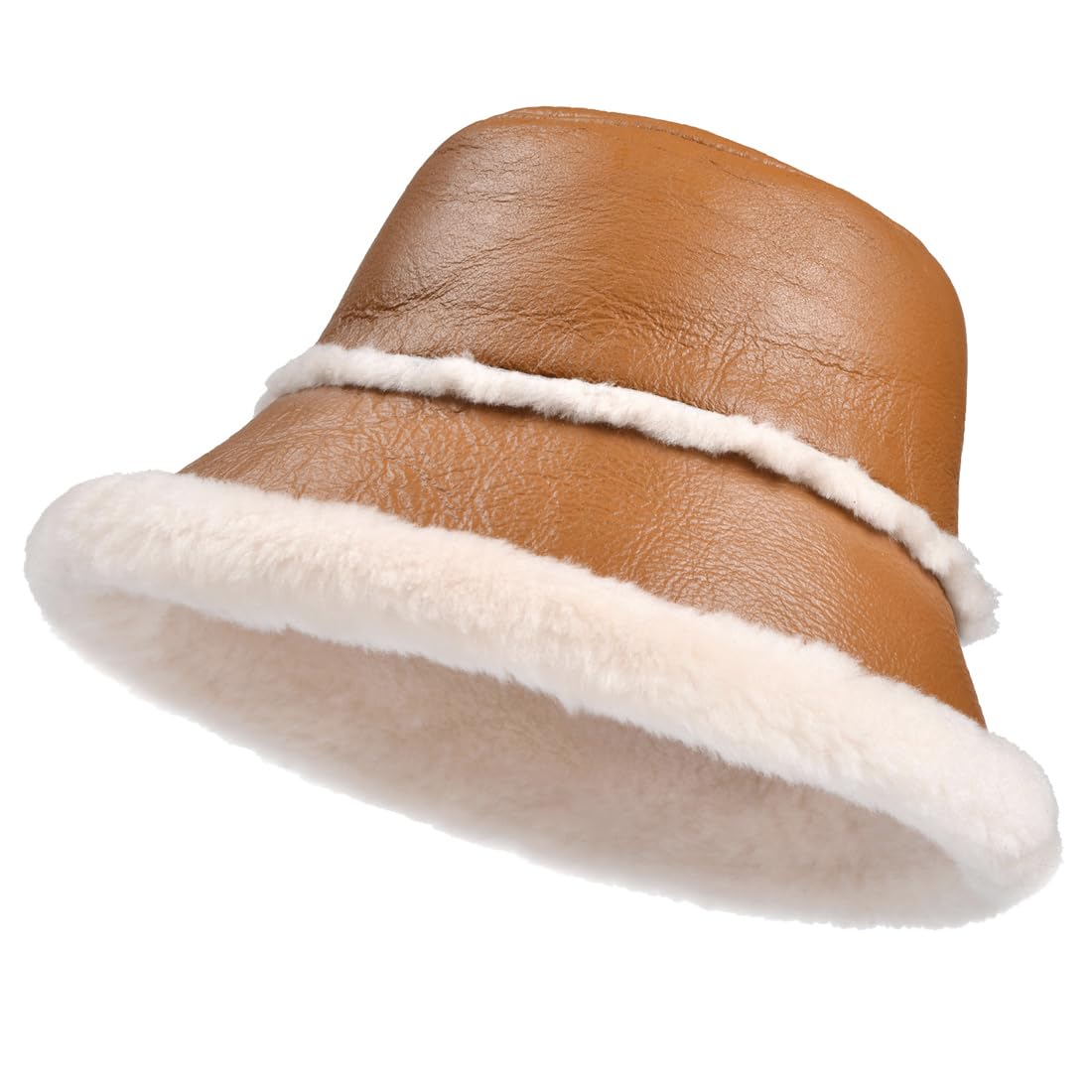 Harssidanzar Winter Fischerhüte für Männer und Frauen Lammfell Shearling Leder Warme Hüte Mützen Caps CU608EU1