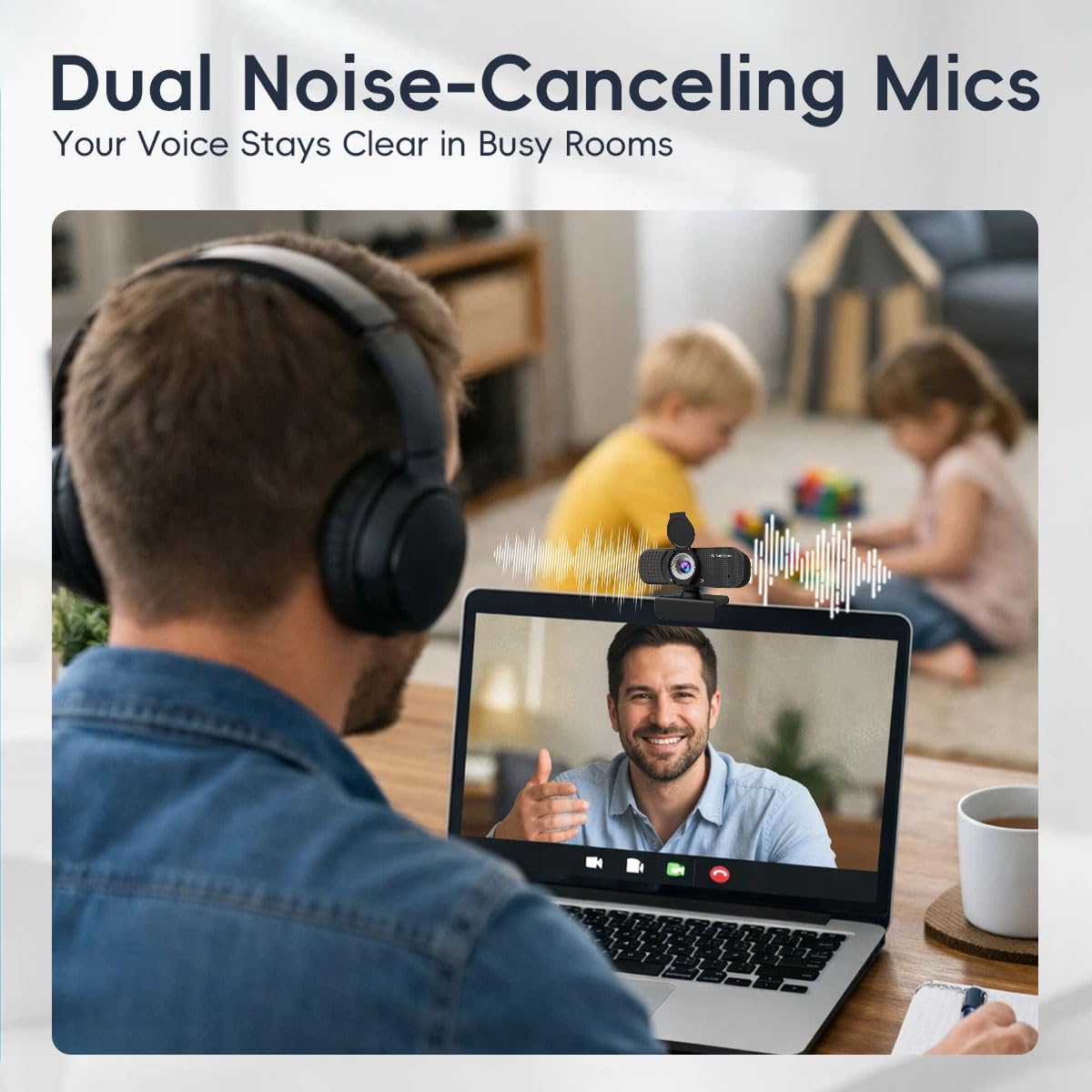 4K Autofocus Webcam for PC & Laptop, USB Plug & Play Computer Camera with Dual Noise-Reducing Mics, Low-Light Correction, Privacy Shutter, Tripod Compatible, Works with Zoom/Teams/Google Meet — view 4