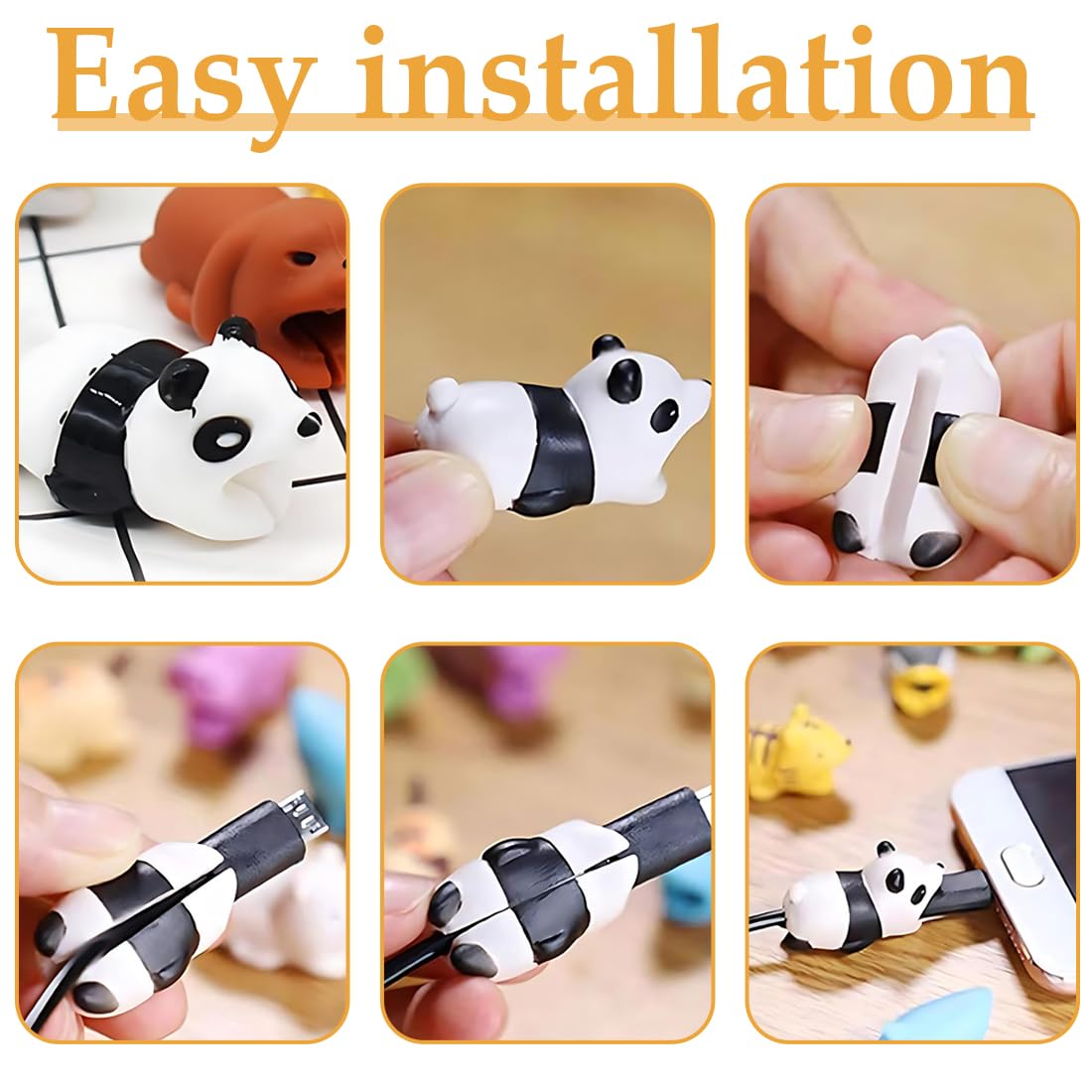 WeddHuis 10 Pcs Protezione Cavi in Silicone Animali, Proteggi Cavo di Ricarica, Anti Rottura Cavi, Protezione per Piegatura Cavi, Compatibile con la Maggior Parte dei Cavi per Smartphone