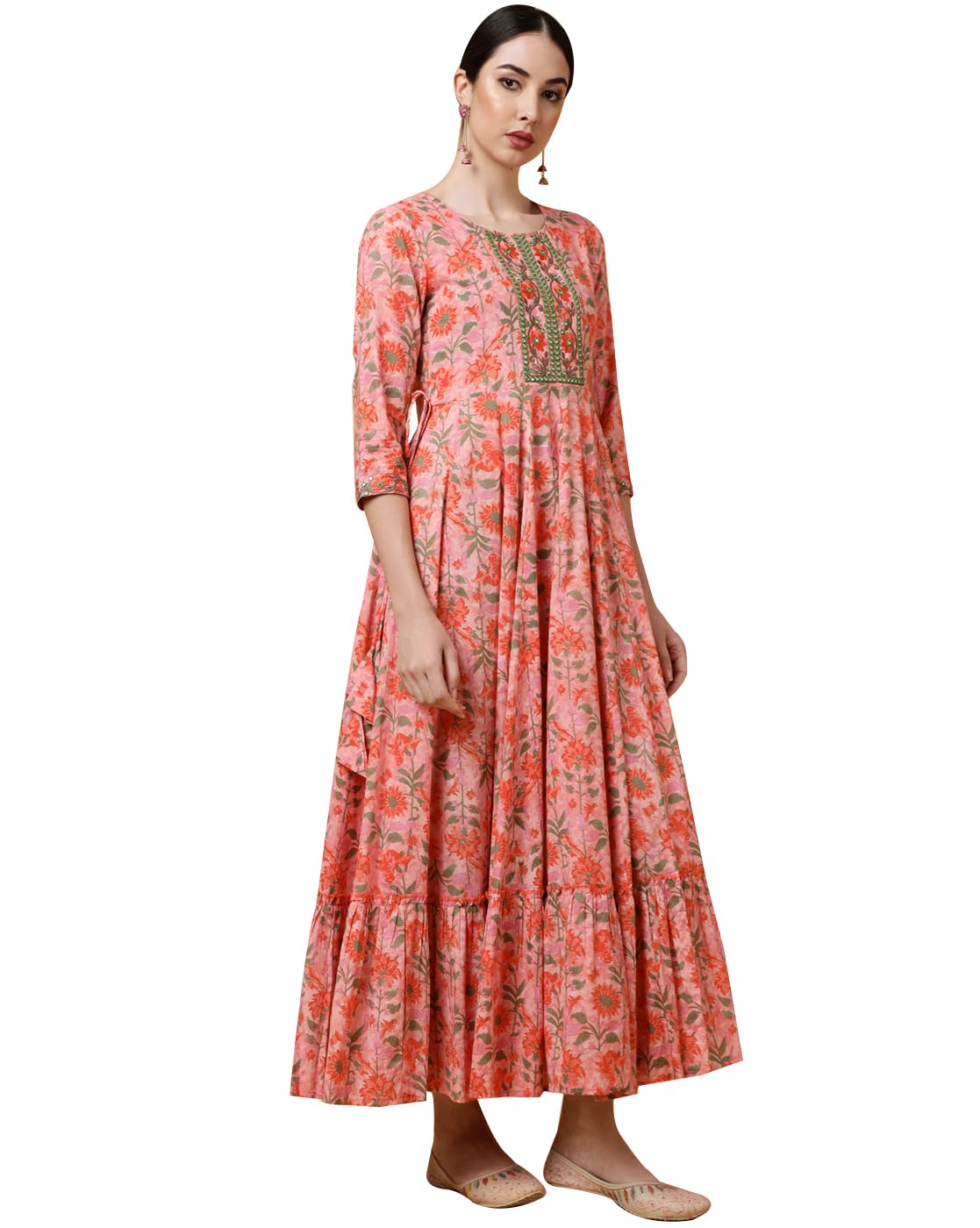 gulmohar jaipur Women's Cotton Ankle Length Printed Flared Kurta-picture-44