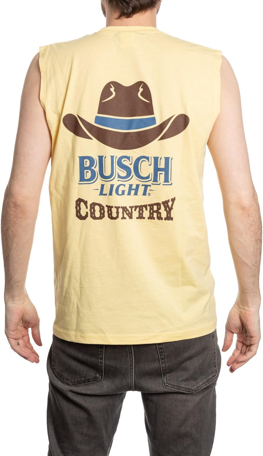 Calhoun Mens Busch Light Country Sleeveless T-Shirt – Country Graphic Muscle Tank Top