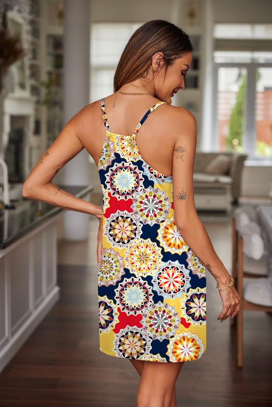 Image of Ekouaer Nightgowns for Women Cotton Sleepwear Sexy Sleep Shirt Adjustable Spaghetti Strap Night Gowns with Pockets S-3XL