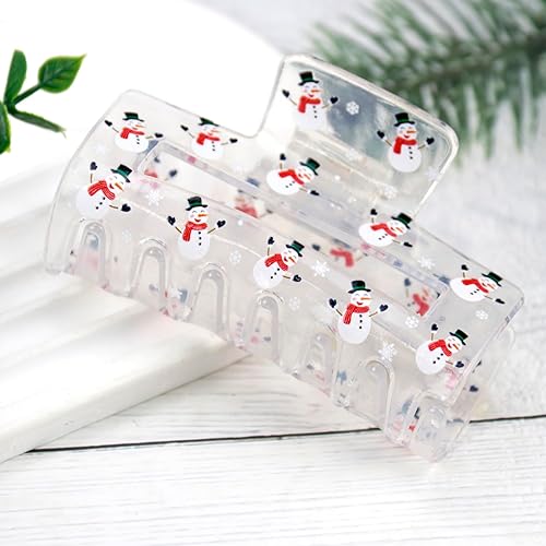 Miniatura 9 de Pinzas para el cabello de Navidad para mujeres y niñas, grandes, de Papá Noel, exquisitos clips de garra para cabello grueso y fino, pinzas de pelo