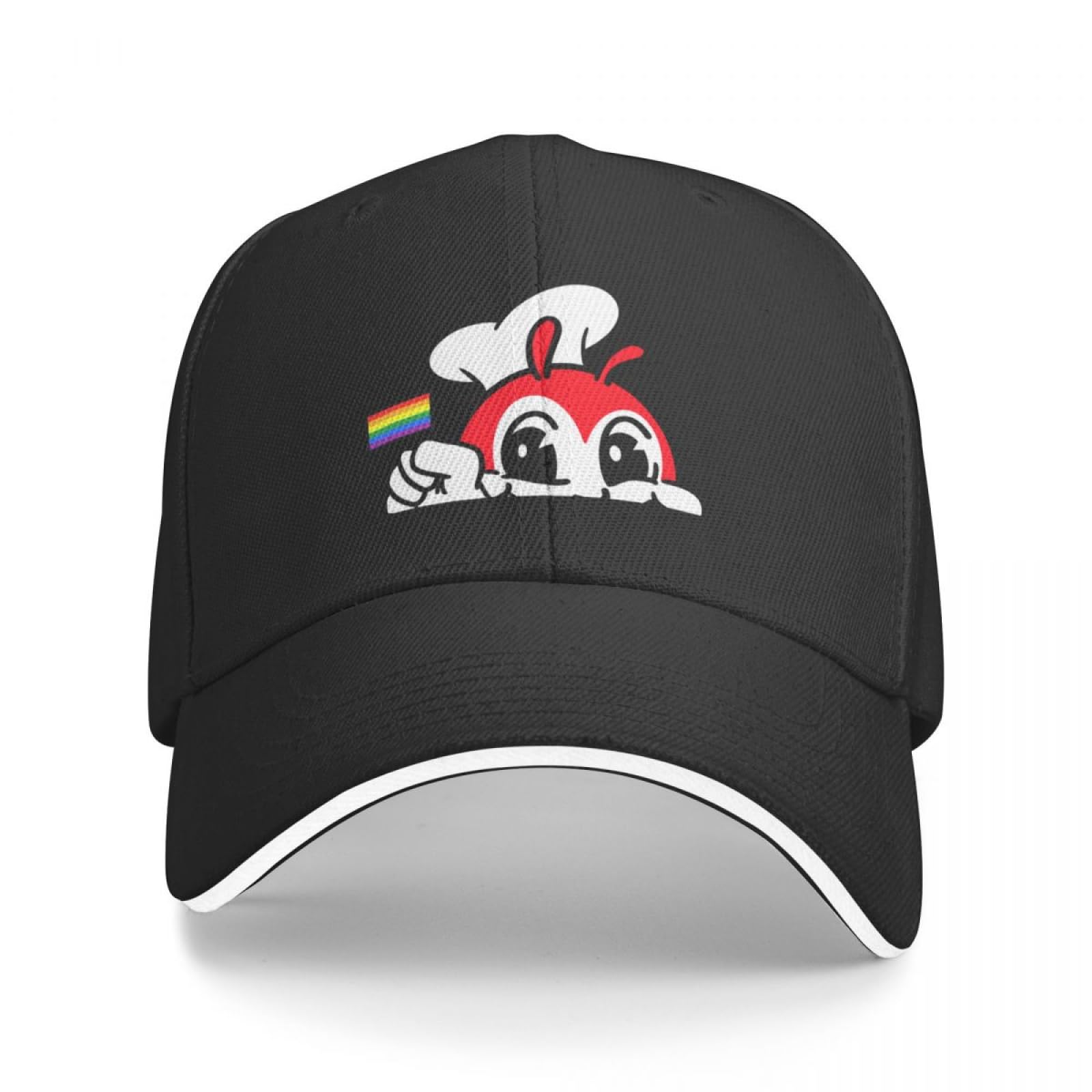 QFLLQLFFBaseball Cap JOLLIBEE Peeking Gay Pride Flag Filipino Back Print Baseball Cap Snap Back Hat Golf Cap Summer Hats Caps Women Men's Gift