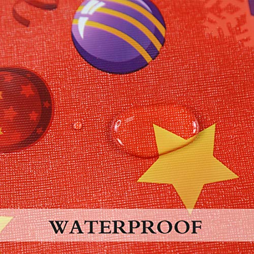 Waysle Holiday Tablecloth Rectangle 54x78 Inch - Plastic Red Snowman Decorations - Christmas Table Cloth, Easy to Wipe