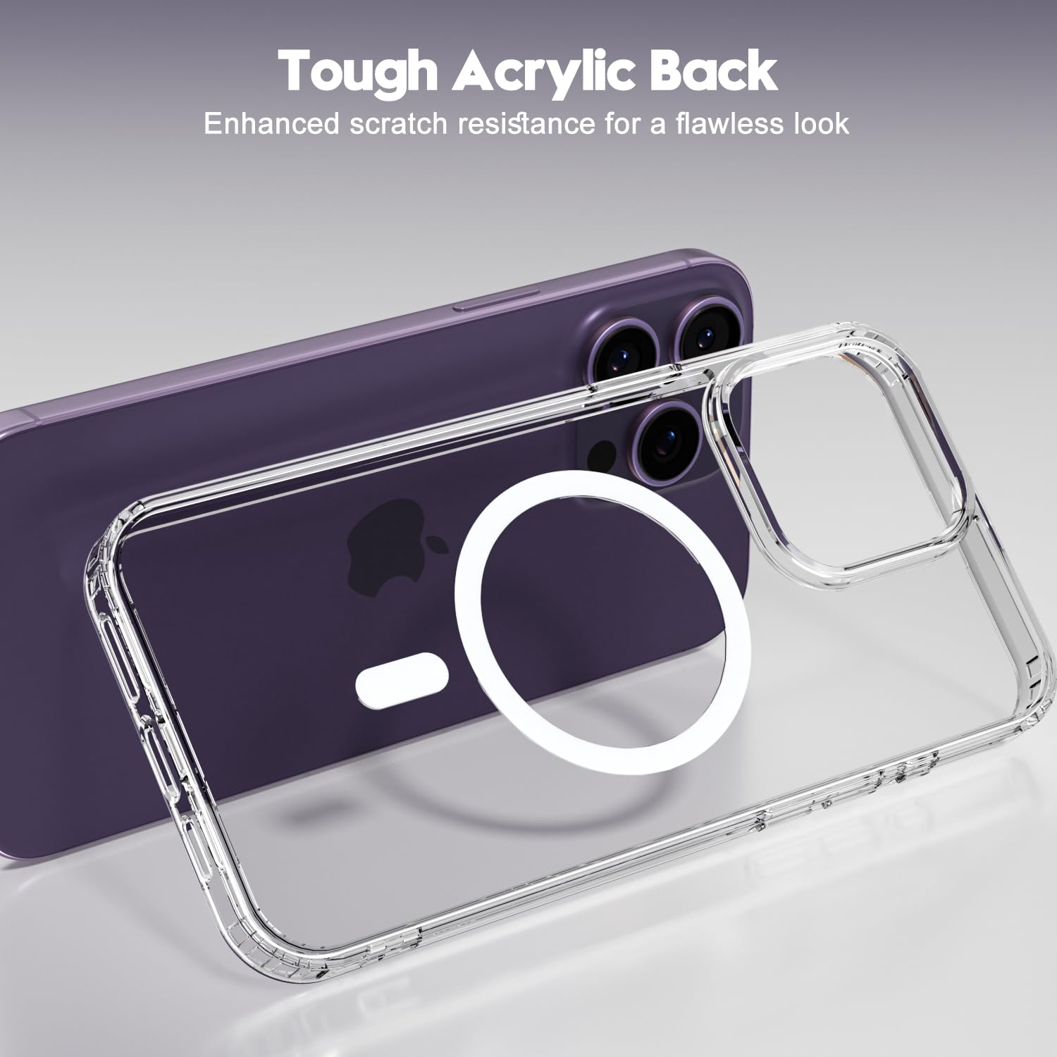 oakxco Funda Translúcida Magnética para iPhone 14 Pro MAX, Compatible con Carga Inalámbrica Magsafe, Ultra Fina Slim Color Sólido No Amarilleo Elegante Protectora Case, Trasparente