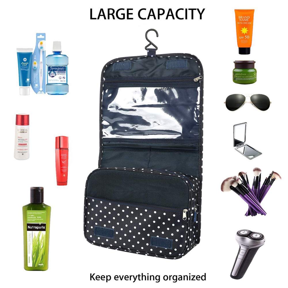 Appeso Toiletry Organizer Travel trousse Beauty Case da Viaggio per donne e uomini - perfetto per viaggio/all'aperto (Nero)