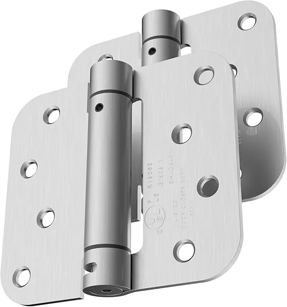 AuraGala Self Closing Door Hinges, 4 Inch x 4 Inch, 5/8" Radius, UL Listed, Pack of 2, Brushed Nickel