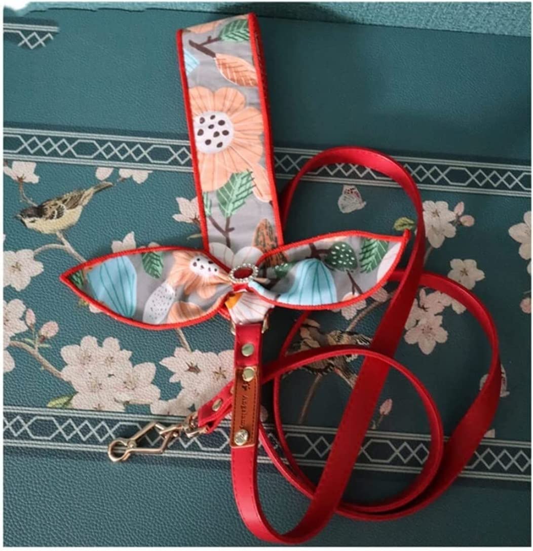 Guinzaglio per Cani Guinzaglio Per Guinzaglio Con Guinzaglio Per Cani Stampato A Fiori Guinzaglio Addestramento (Color : Rot, Size : 25cm)